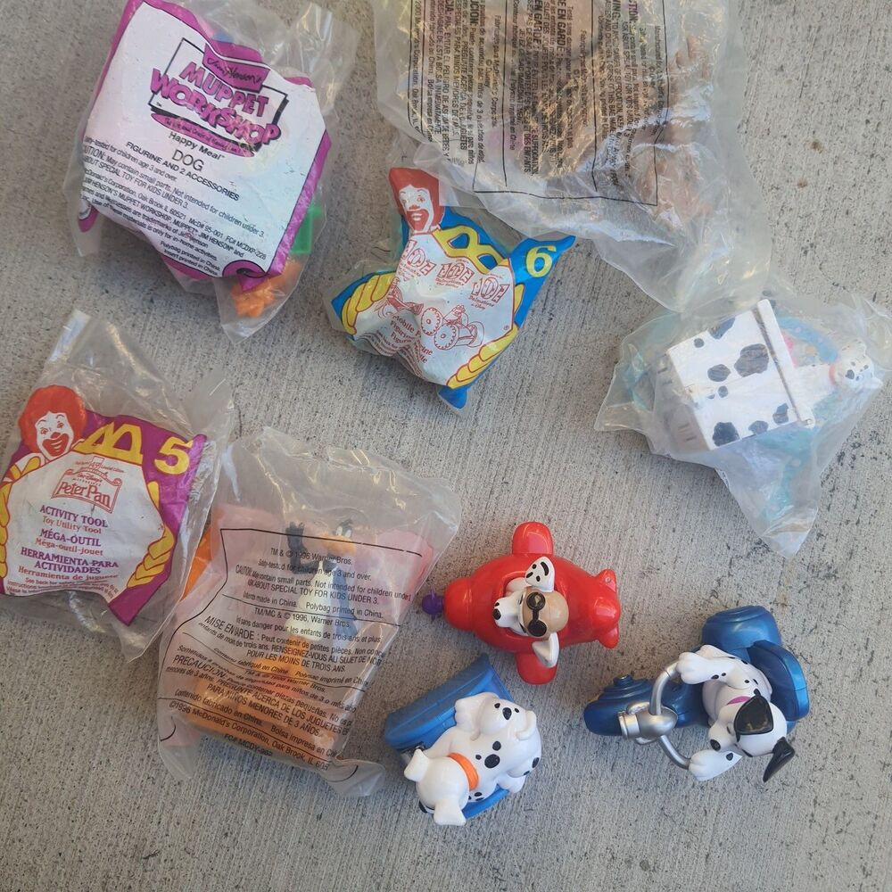 Vtg Lot Of 9 90s Disney McDonalds Happy Meal Toys Dalmations Muppets Space Jam